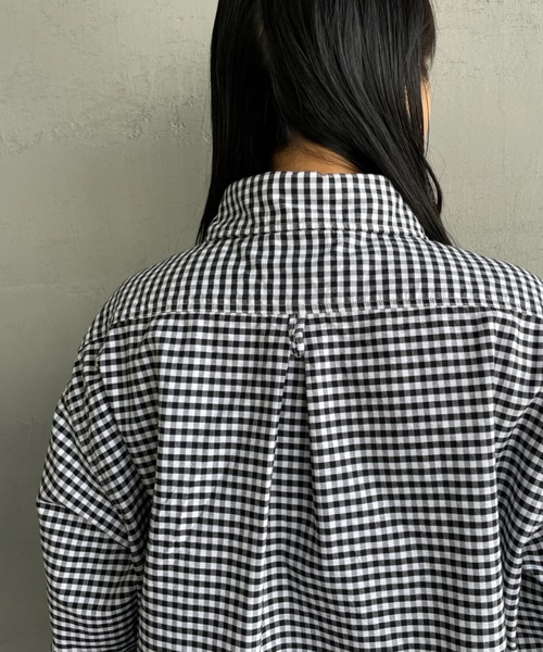 DANTON（ダントン）の「[DANTON/ダントン] ラウンドカラー オックスフォードプルオーバーシャツ(チェック)（シャツ/ブラウス・レディース・ブラック・40/38/42）」の16枚目の写真