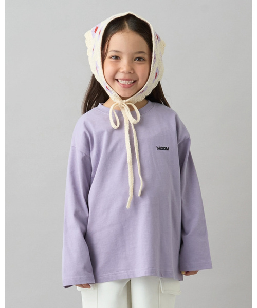 b・ROOM（ビールーム）の「【デイリースタンダードウェアシリーズ】ゆるっとオーバーサイズのワンポイントシンプル長袖Tシャツ（Tシャツ/カットソー・キッズ・マスタード/ライラック/ブラック/アイボリー/トップグレー/ブルーグレー/グリーン系その他/ブルー系その他・110cm/120cm/130cm/140cm/150cm/100cm）」の7枚目の写真
