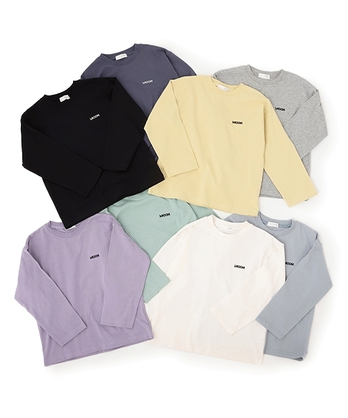 b・ROOM（ビールーム）の「【デイリースタンダードウェアシリーズ】ゆるっとオーバーサイズのワンポイントシンプル長袖Tシャツ（Tシャツ/カットソー・キッズ・マスタード/ライラック/ブラック/アイボリー/トップグレー/ブルーグレー/グリーン系その他/ブルー系その他・110cm/120cm/130cm/140cm/150cm/100cm）」の15枚目の写真
