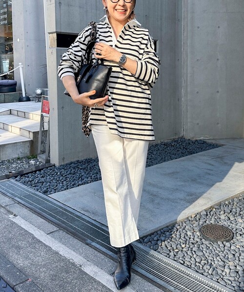 Rie Miller（リエミラー）の「【RM denim】スリットクロップドセンタープレスデニム（デニムパンツ・レディース・インディゴブルー/オフホワイト・L/M/S/XS）」の6枚目の写真