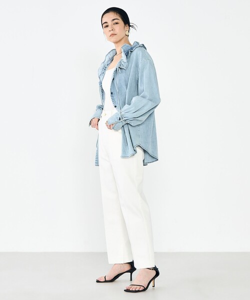 Rie Miller（リエミラー）の「【RM denim】スリットクロップドセンタープレスデニム（デニムパンツ・レディース・インディゴブルー/オフホワイト・L/M/S/XS）」の8枚目の写真