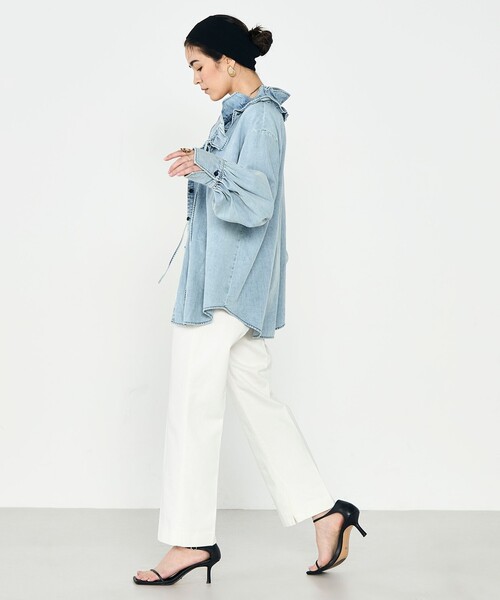 Rie Miller（リエミラー）の「【RM denim】スリットクロップドセンタープレスデニム（デニムパンツ・レディース・インディゴブルー/オフホワイト・L/M/S/XS）」の9枚目の写真