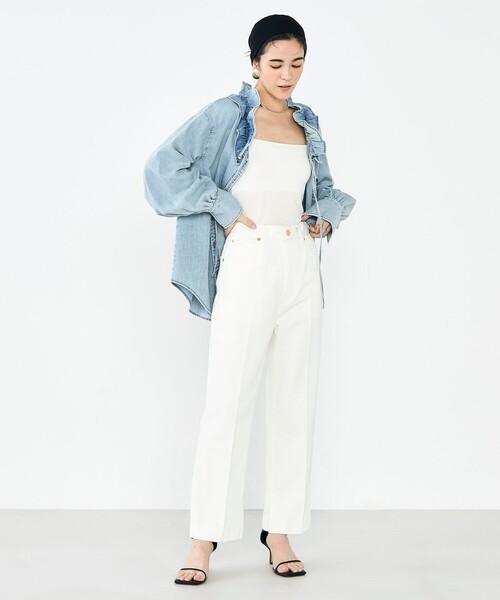 Rie Miller（リエミラー）の「【RM denim】スリットクロップドセンタープレスデニム（デニムパンツ・レディース・インディゴブルー/オフホワイト・L/M/S/XS）」の11枚目の写真