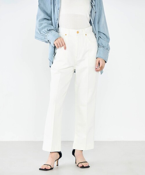 Rie Miller（リエミラー）の「【RM denim】スリットクロップドセンタープレスデニム（デニムパンツ・レディース・インディゴブルー/オフホワイト・L/M/S/XS）」の12枚目の写真