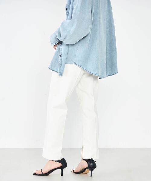 Rie Miller（リエミラー）の「【RM denim】スリットクロップドセンタープレスデニム（デニムパンツ・レディース・インディゴブルー/オフホワイト・L/M/S/XS）」の13枚目の写真
