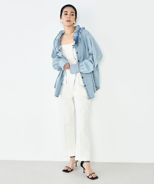 Rie Miller（リエミラー）の「【RM denim】スリットクロップドセンタープレスデニム（デニムパンツ・レディース・インディゴブルー/オフホワイト・L/M/S/XS）」の16枚目の写真
