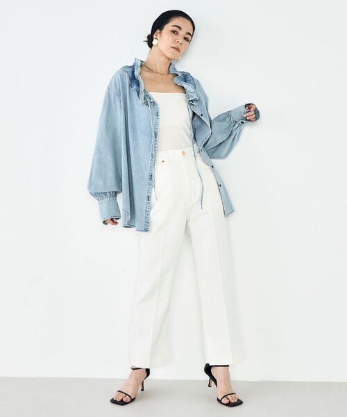 Rie Miller（リエミラー）の「【RM denim】スリットクロップドセンタープレスデニム（デニムパンツ・レディース・インディゴブルー/オフホワイト・L/M/S/XS）」の17枚目の写真