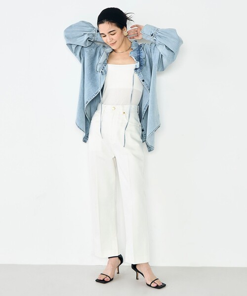 Rie Miller（リエミラー）の「【RM denim】スリットクロップドセンタープレスデニム（デニムパンツ・レディース・インディゴブルー/オフホワイト・L/M/S/XS）」の18枚目の写真