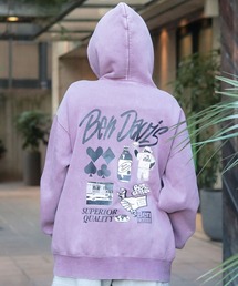 【BENDAVIS/ベンデイビス】【こなれヴィンテージ感】パウダーブリーチ ジップパーカー 古着風加工 バックプリント フーディー