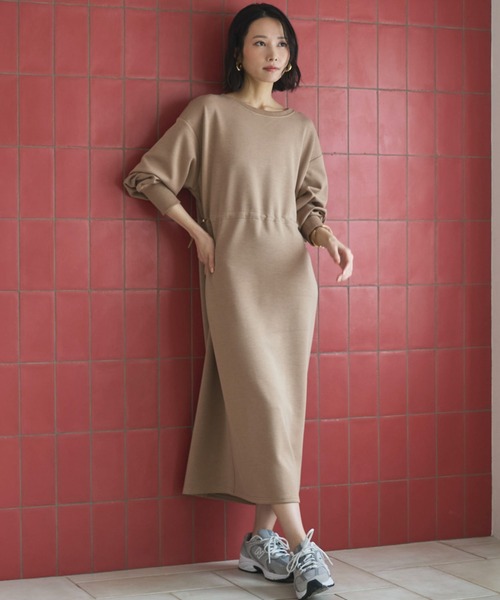 Doux archives(ドゥアルシーヴ)の「ウエストドロストカットワンピース(ワンピース・レディース・キャメル/カーキ/ネイビー・FREE)」の3枚目の写真