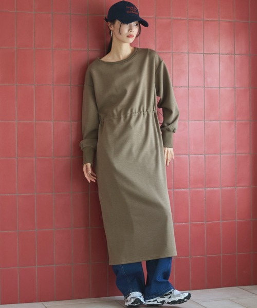 Doux archives(ドゥアルシーヴ)の「ウエストドロストカットワンピース(ワンピース・レディース・キャメル/カーキ/ネイビー・FREE)」の16枚目の写真