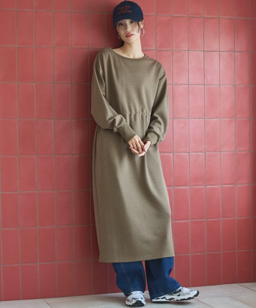 Doux archives(ドゥアルシーヴ)の「ウエストドロストカットワンピース(ワンピース・レディース・キャメル/カーキ/ネイビー・FREE)」の15枚目の写真