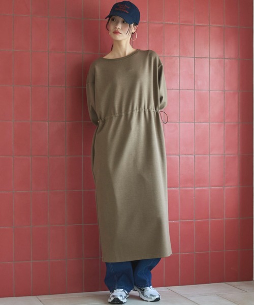 Doux archives(ドゥアルシーヴ)の「ウエストドロストカットワンピース(ワンピース・レディース・キャメル/カーキ/ネイビー・FREE)」の14枚目の写真