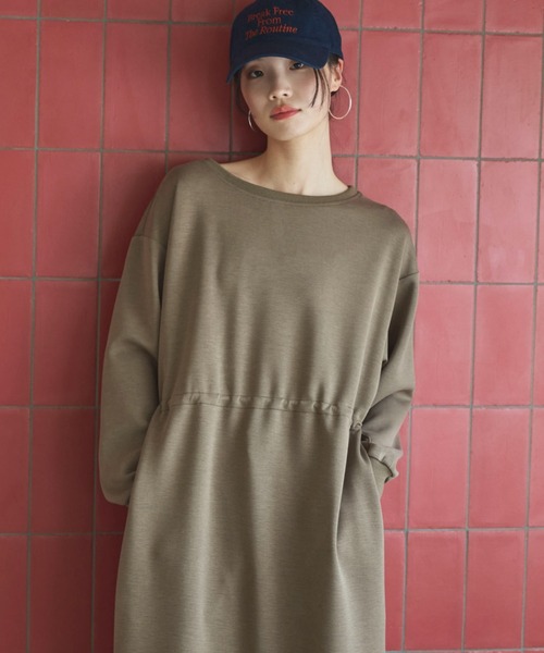 Doux archives(ドゥアルシーヴ)の「ウエストドロストカットワンピース(ワンピース・レディース・キャメル/カーキ/ネイビー・FREE)」の9枚目の写真