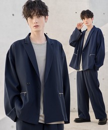 ETELIO（エテリオ）の「【セットアップ 2点セット】ビッグシルエットフロントジップデザインテーラードジャケット+センタープレススラックス（セットアップ）」