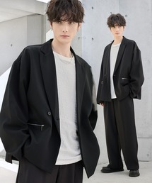 ETELIO（エテリオ）の「【セットアップ 2点セット】ビッグシルエットフロントジップデザインテーラードジャケット+センタープレススラックス（セットアップ）」