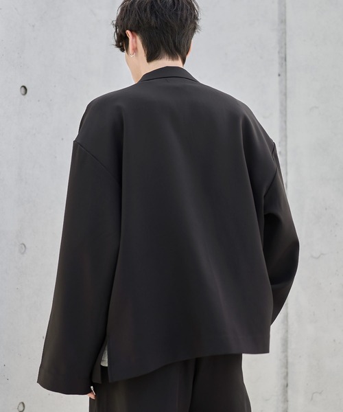 ETELIO（エテリオ）の「【セットアップ 2点セット】ビッグシルエットフロントジップデザインテーラードジャケット+センタープレススラックス（セットアップ・メンズ・チャコール/ネイビー/グレー/ブラック・S/M/L/XL）」の18枚目の写真