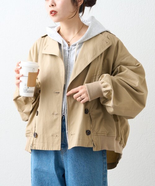 CIAOPANIC TYPY（チャオパニックティピー）の「【2WAY】ZIP切替トレンチコート（トレンチコート・レディース・ブラック/アイボリー/ベージュ・ONE SIZE）」の3枚目の写真