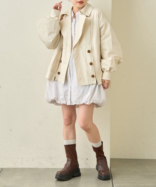 CIAOPANIC TYPY（チャオパニックティピー）の「【2WAY】ZIP切替トレンチコート（トレンチコート・レディース・ブラック/アイボリー/ベージュ・ONE SIZE）」の4枚目の写真