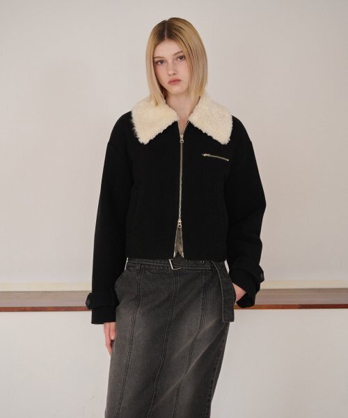 ETMON(エトモン)の「Fur Collar Wool Coat, Black(チェスターコート・レディース・その他・FREE)」の1枚目の写真