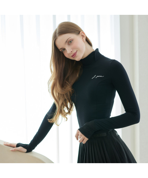 J.JANE(ジェイジェーン)の「裏起毛スリムポーラTシャツ (ブラック)(Tシャツ/カットソー・レディース・その他・M/S)」の1枚目の写真