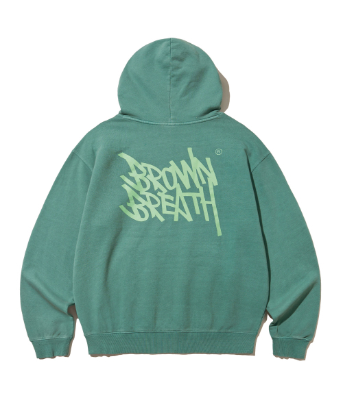 BROWNBREATH(ブラウンブレス)の「PIGMENT TAG HOODIE - BLUE GREEN(パーカー・レディース・その他・S/M/L/XL)」の1枚目の写真