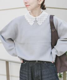 ITEMS URBANRESEARCH | 衿レーススウェットライクニット(ニット/セーター)