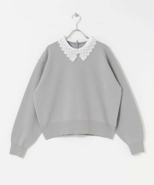 ITEMS URBANRESEARCH（アイテムズ アーバンリサーチ）の「衿レーススウェットライクニット（ニット/セーター・レディース・グレー/アイボリー/ネイビー・FREE）」の13枚目の写真