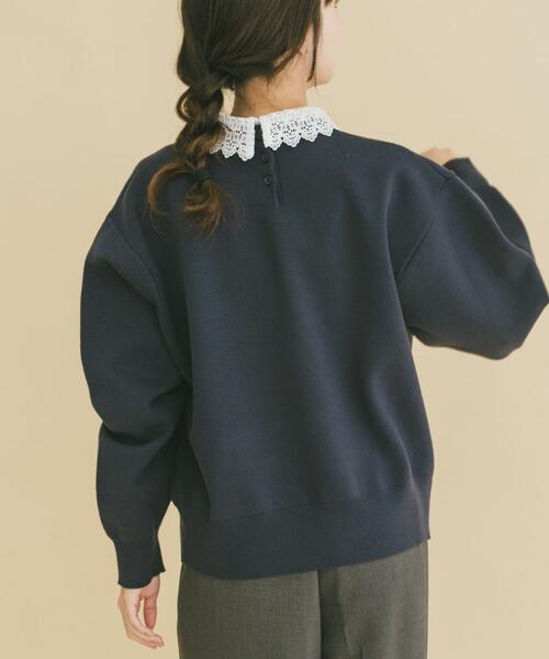 ITEMS URBANRESEARCH（アイテムズ アーバンリサーチ）の「衿レーススウェットライクニット（ニット/セーター・レディース・グレー/アイボリー/ネイビー・FREE）」の16枚目の写真