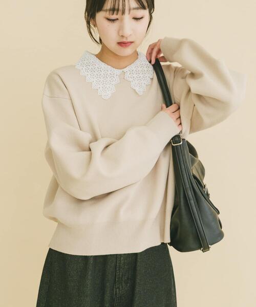 ITEMS URBANRESEARCH（アイテムズ アーバンリサーチ）の「衿レーススウェットライクニット（ニット/セーター・レディース・グレー/アイボリー/ネイビー・FREE）」の20枚目の写真