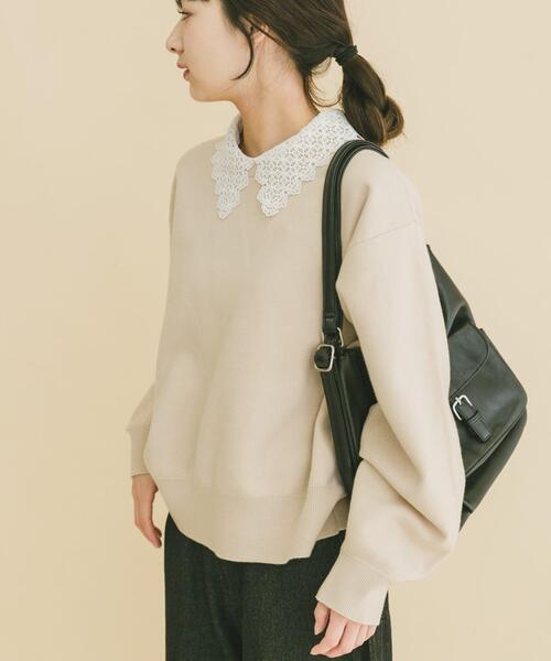 ITEMS URBANRESEARCH（アイテムズ アーバンリサーチ）の「衿レーススウェットライクニット（ニット/セーター・レディース・グレー/アイボリー/ネイビー・FREE）」の21枚目の写真