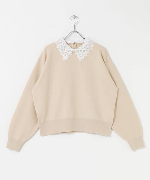 ITEMS URBANRESEARCH（アイテムズ アーバンリサーチ）の「衿レーススウェットライクニット（ニット/セーター・レディース・グレー/アイボリー/ネイビー・FREE）」の7枚目の写真