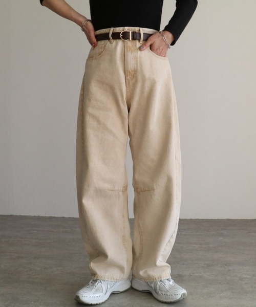 zena(ジェナ)の「バレルレッグカラーデニムパンツ(デニムパンツ・レディース・イエロー/ピンク・S/L/M)」の4枚目の写真