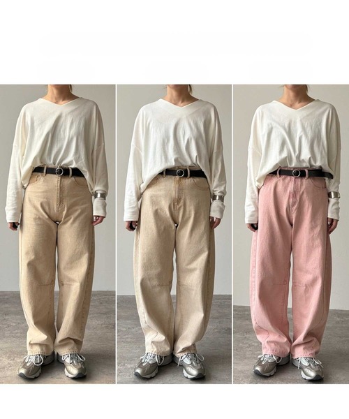 zena(ジェナ)の「バレルレッグカラーデニムパンツ(デニムパンツ・レディース・イエロー/ピンク・S/L/M)」の13枚目の写真