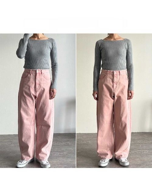 zena(ジェナ)の「バレルレッグカラーデニムパンツ(デニムパンツ・レディース・イエロー/ピンク・S/L/M)」の14枚目の写真