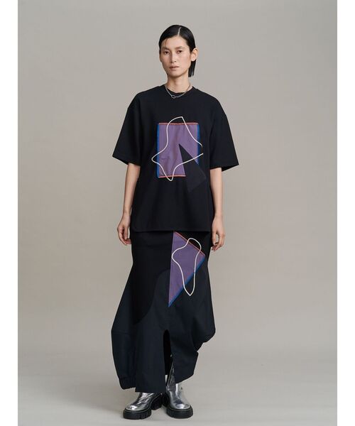 UN3D.(アンスリード)の「ART DOCKING T-SH / アートドッキングTシャツ(Tシャツ/カットソー・レディース・カーキ/ブラック/ホワイト・38/36)」の7枚目の写真