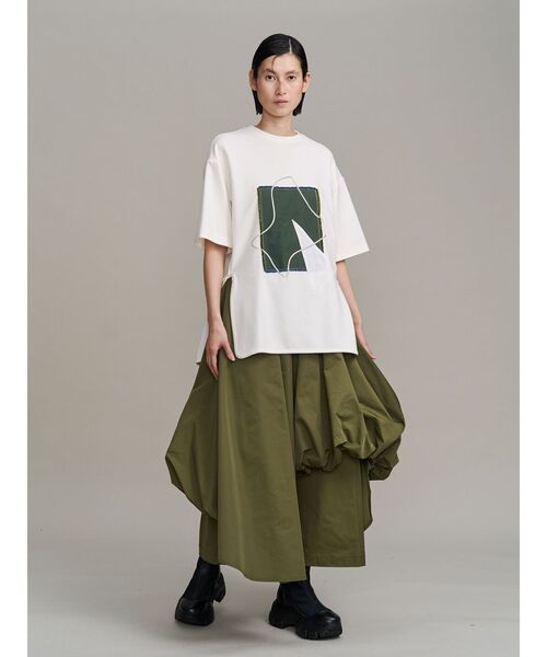 UN3D.(アンスリード)の「ART DOCKING T-SH / アートドッキングTシャツ(Tシャツ/カットソー・レディース・カーキ/ブラック/ホワイト・38/36)」の15枚目の写真