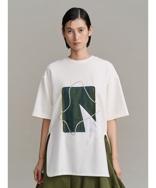 UN3D.(アンスリード)の「ART DOCKING T-SH / アートドッキングTシャツ(Tシャツ/カットソー・レディース・カーキ/ブラック/ホワイト・38/36)」の1枚目の写真