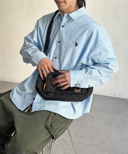 U.S. POLO ASSN.(ユーエスポロアッスン)の「【U.S. POLO ASSN.】シアサッカー長袖シャツ(シャツ/ブラウス・レディース・ブラウン/ブルー系その他/ブラック/アイボリー/ブルー・LARGE/MEDIUM)」の4枚目の写真
