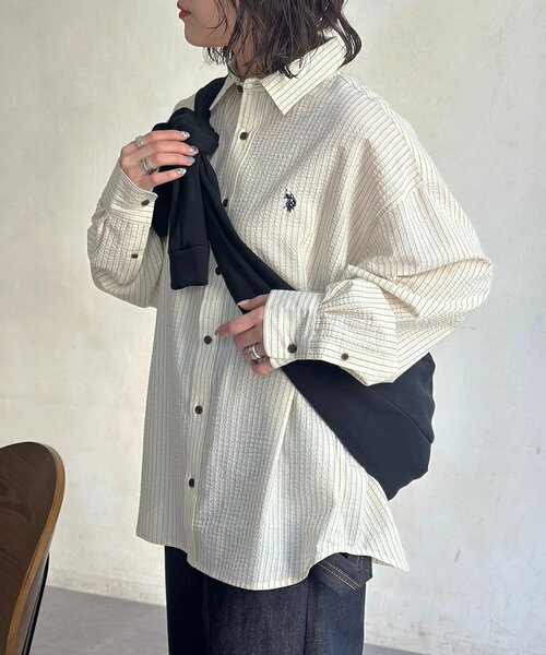 U.S. POLO ASSN.(ユーエスポロアッスン)の「【U.S. POLO ASSN.】シアサッカー長袖シャツ(シャツ/ブラウス・レディース・ブラウン/ブルー系その他/ブラック/アイボリー/ブルー・LARGE/MEDIUM)」の7枚目の写真