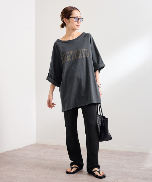 FRAMeWORK(フレームワーク)の「≪WEB限定 / 追加≫ハーフスリーブロゴTEE(Tシャツ/カットソー・レディース・ホワイト/ブラウン/チャコールグレー・FREE)」の4枚目の写真