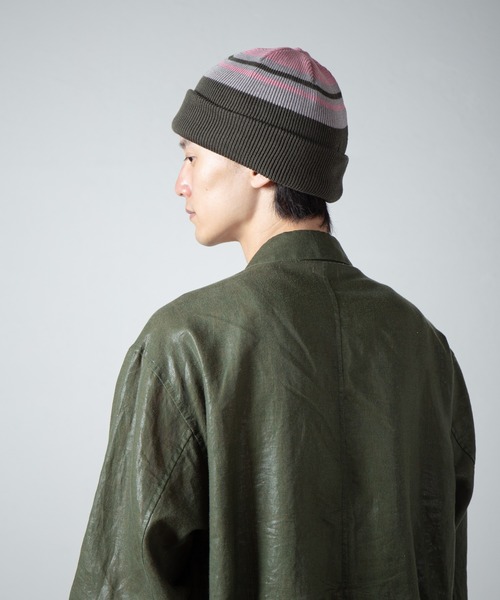 RACAL（ラカル）の「Reversible Border Short Knit Beanie / リバーシブルボーダーショートニットビーニー（ニットキャップ/ビーニー・メンズ・ベージュ/ネイビー/ブラック/オリーブ・FREE）」の3枚目の写真