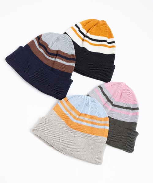RACAL（ラカル）の「Reversible Border Short Knit Beanie / リバーシブルボーダーショートニットビーニー（ニットキャップ/ビーニー・メンズ・ベージュ/ネイビー/ブラック/オリーブ・FREE）」の6枚目の写真