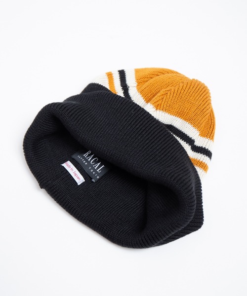 RACAL（ラカル）の「Reversible Border Short Knit Beanie / リバーシブルボーダーショートニットビーニー（ニットキャップ/ビーニー・メンズ・ベージュ/ネイビー/ブラック/オリーブ・FREE）」の12枚目の写真