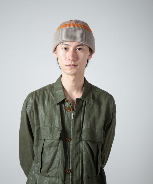 RACAL（ラカル）の「Reversible Border Short Knit Beanie / リバーシブルボーダーショートニットビーニー（ニットキャップ/ビーニー・メンズ・ベージュ/ネイビー/ブラック/オリーブ・FREE）」の18枚目の写真