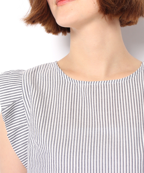 Discoat Parisien（ディスコートパリシアン）の「折り紙タックブラウス（シャツ/ブラウス・レディース・オフホワイト/オリーブ/ストライプ・MEDIUM/LARGE）」の12枚目の写真