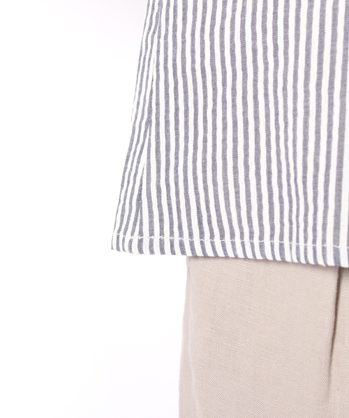 Discoat Parisien（ディスコートパリシアン）の「折り紙タックブラウス（シャツ/ブラウス・レディース・オフホワイト/オリーブ/ストライプ・MEDIUM/LARGE）」の14枚目の写真