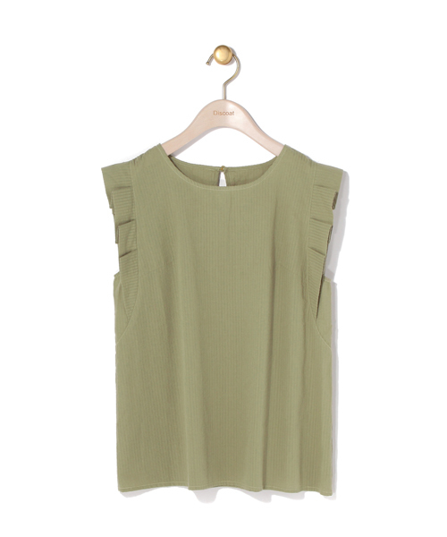 Discoat Parisien（ディスコートパリシアン）の「折り紙タックブラウス（シャツ/ブラウス・レディース・オフホワイト/オリーブ/ストライプ・MEDIUM/LARGE）」の8枚目の写真