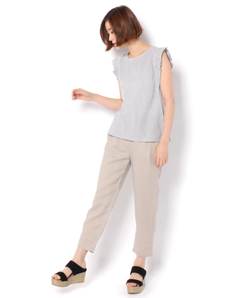 Discoat Parisien（ディスコートパリシアン）の「折り紙タックブラウス（シャツ/ブラウス・レディース・オフホワイト/オリーブ/ストライプ・MEDIUM/LARGE）」の10枚目の写真