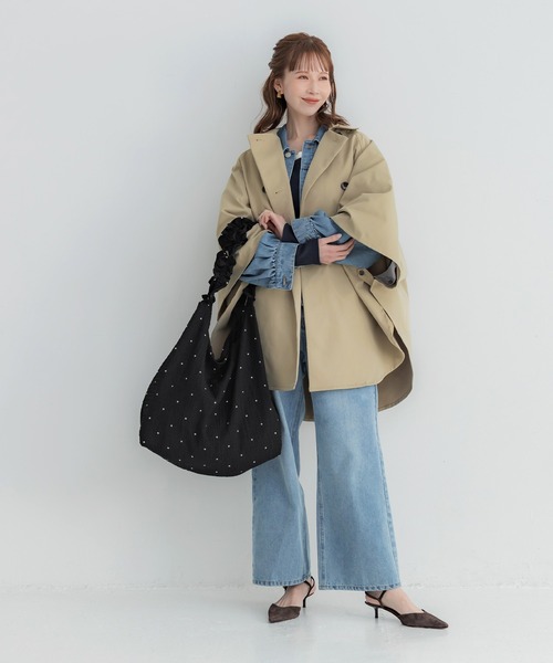coca（coca）（コカ）の「＼再入荷／ フリルトートバッグ（トートバッグ・レディース・ブラック/ドット・ONE SIZE）」の8枚目の写真